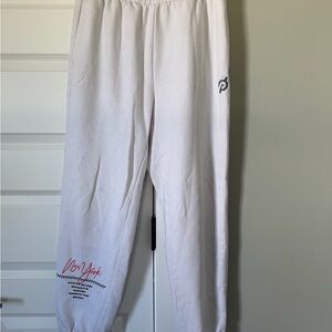 Peloton White Sweatpants with New York Graphic